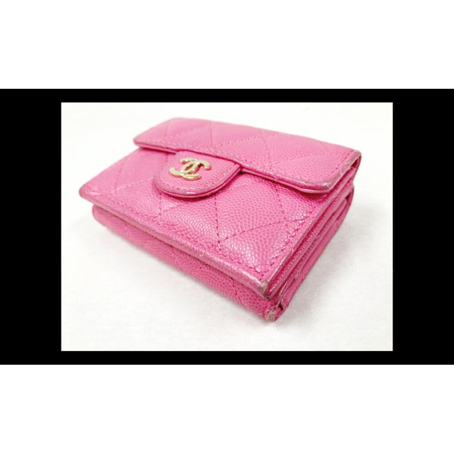 CHANEL 財布 ピンク マトラッセキャビアスキン/マトラッセスモール