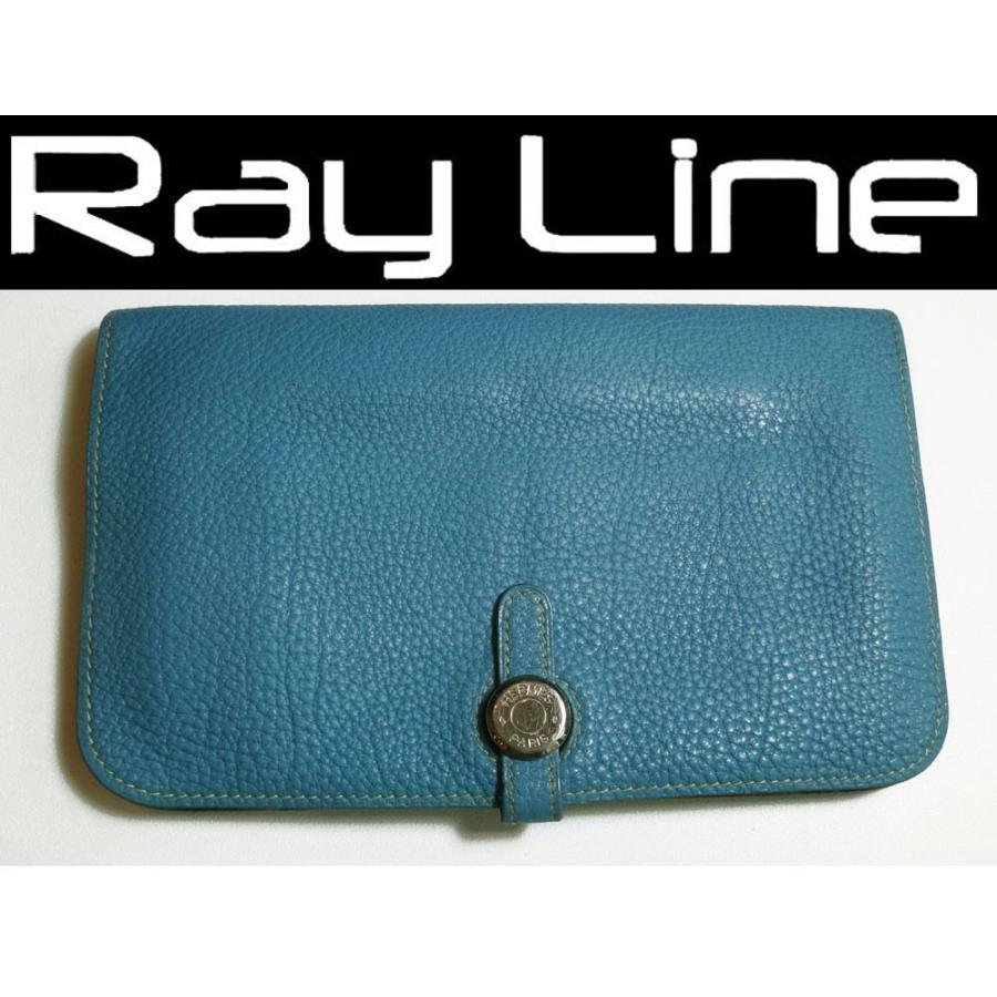 HERMES エルメス ドゴンGM ブルー 二つ折り 長財布 TOGO 中古 _yo 