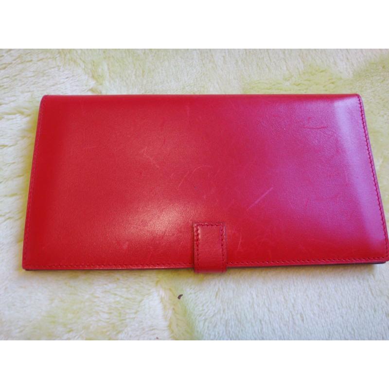 HERMES エルメス ソミュールディアンヌ 長財布 二つ折 G金具 赤 ○W  