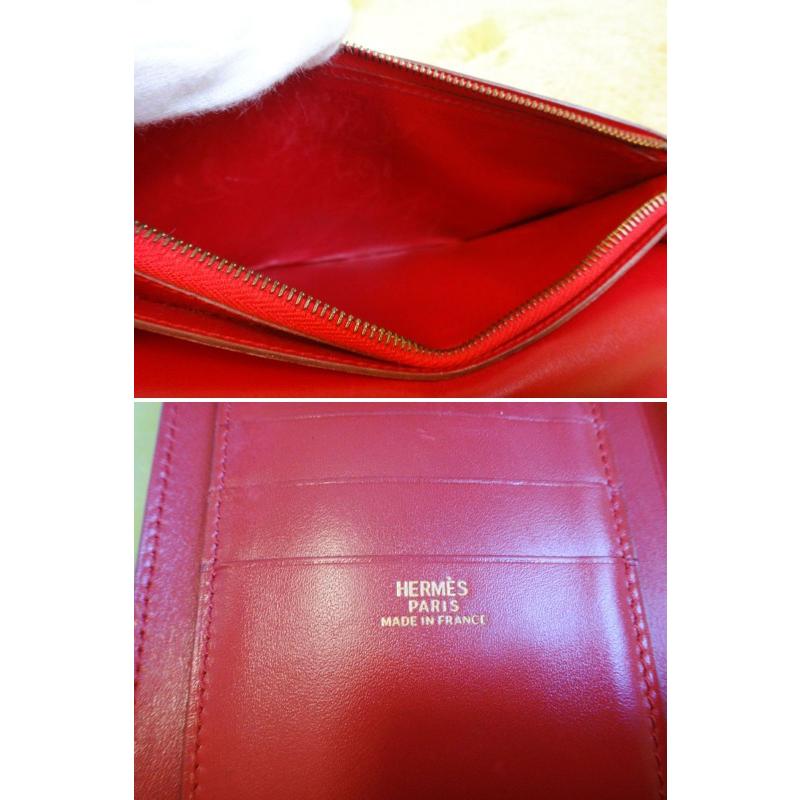 HERMES エルメス ソミュールディアンヌ 長財布 二つ折 G金具 赤 ○W 