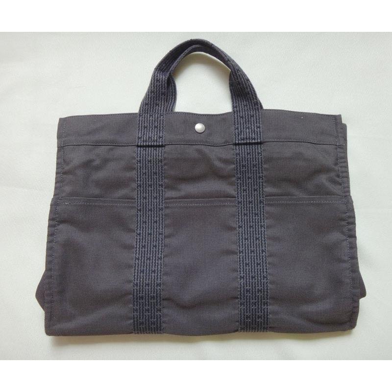 HERMES エルメス バッグ エールライントートMM ハンドバッグ グレー キャンバス 中古 _yo｜rayline2012｜02