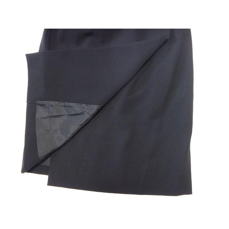 エルメス黒 巻きスカートひざ丈美品