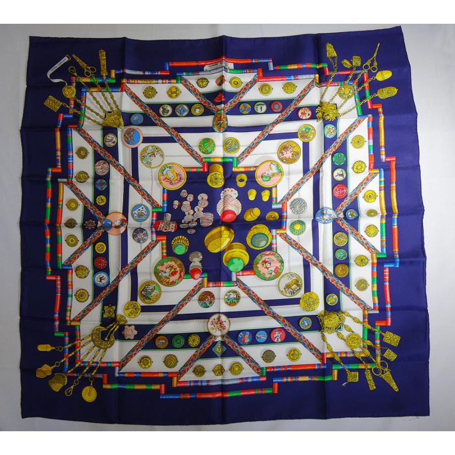 未使用品 HERMES エルメス スカーフ カレ 90×90 白×ネイビー 新作