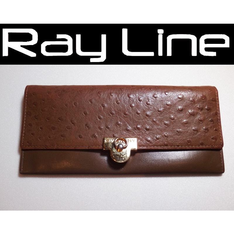 GIVENCHY ジバンシー 長財布 オーストリッチ レザー ブラウン 中古 s01  