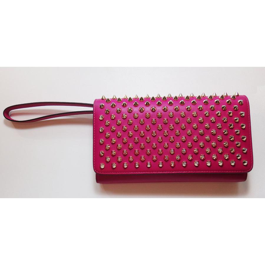 クリスチャン・ルブタン長財布 ピンク スタッズ