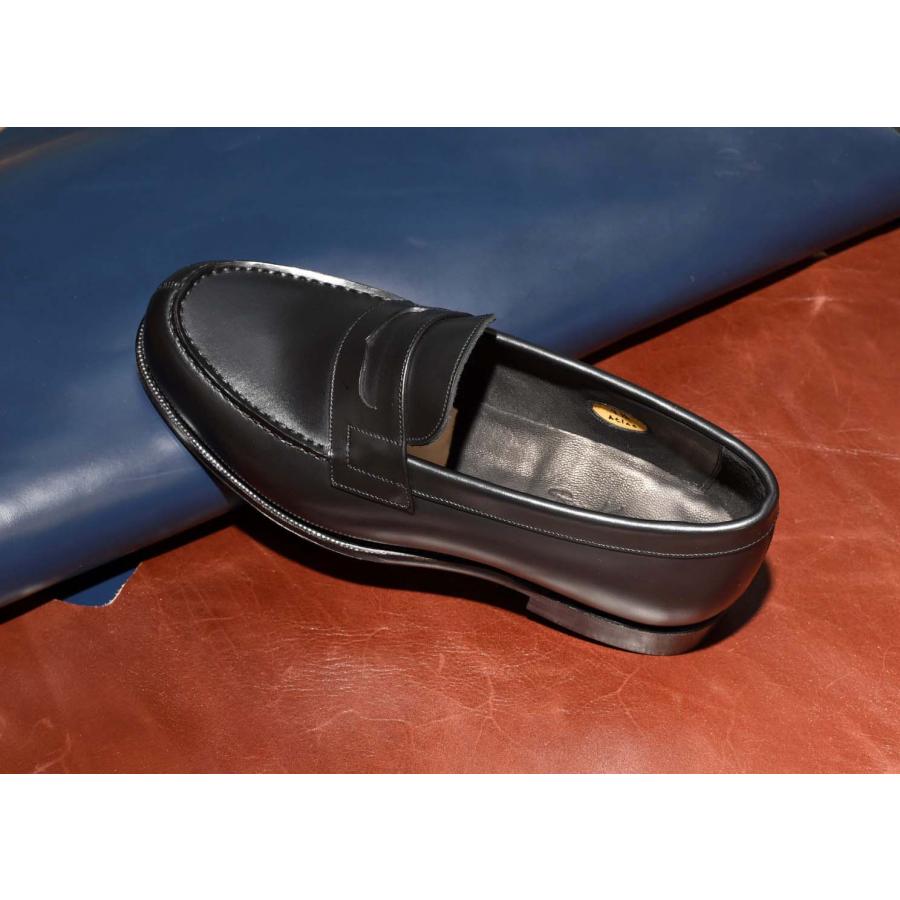 RAYMAR】Laurent コインローファー ブラック レザーソール 牛革 ハンド