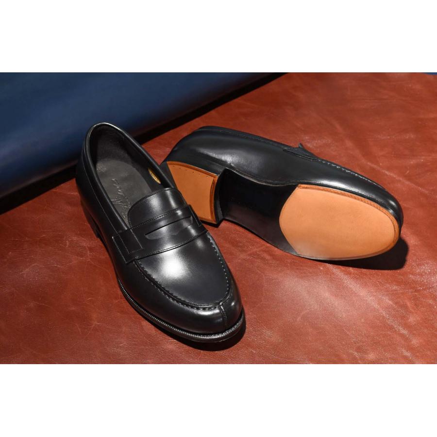 RAYMAR】Laurent コインローファー ブラック レザーソール 牛革 ハンド