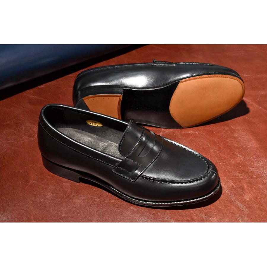 RAYMAR】Laurent コインローファー ブラック レザーソール 牛革 ハンド