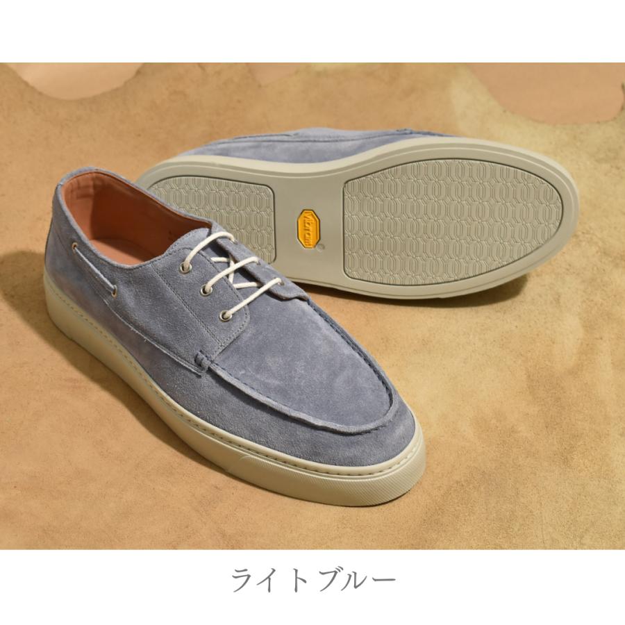 【LeMisca by RAYMAR】Nick デッキシューズ スニーカー ベージュ/ブラウン/ライトブルー スエード革 サイドマッケイ製法Vibramラバーソール |  | 18