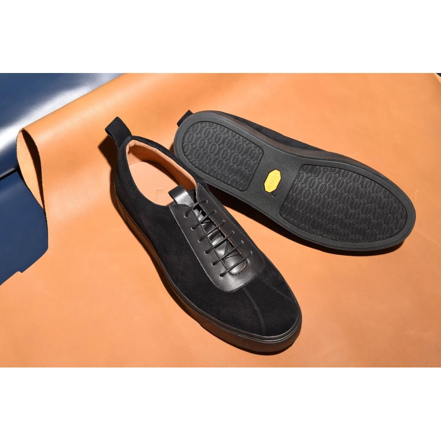 【アウトレット】レースアップドレススニーカー ブラック / 牛革＆牛スエード革 コンビネーション / Vibramラバーソール / Thomas / RAYMAR | 