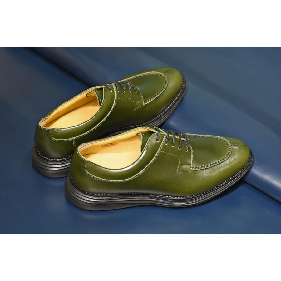 RAYMAR Rocky スキンステッチUチップ ドレススニーカー 本革 メンズ ビジネス ラウンドトゥ  2E 緑色 24.0cm - 27.0cm ボーダレスシリーズ｜raymar-shoes｜06