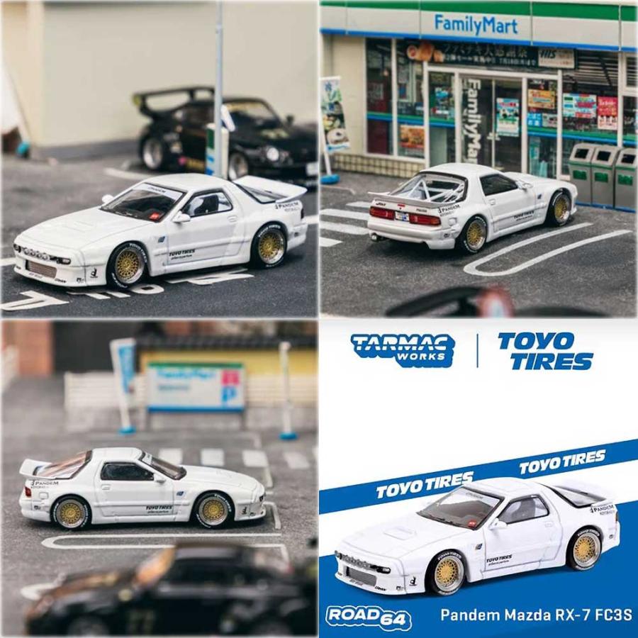 Tarmac Works/ターマックワークス 1/64 ミニカー マツダ サバンナ Pandem Mazda RX-7 FC3S Toyo Tires (ホワイト)｜rayray｜02