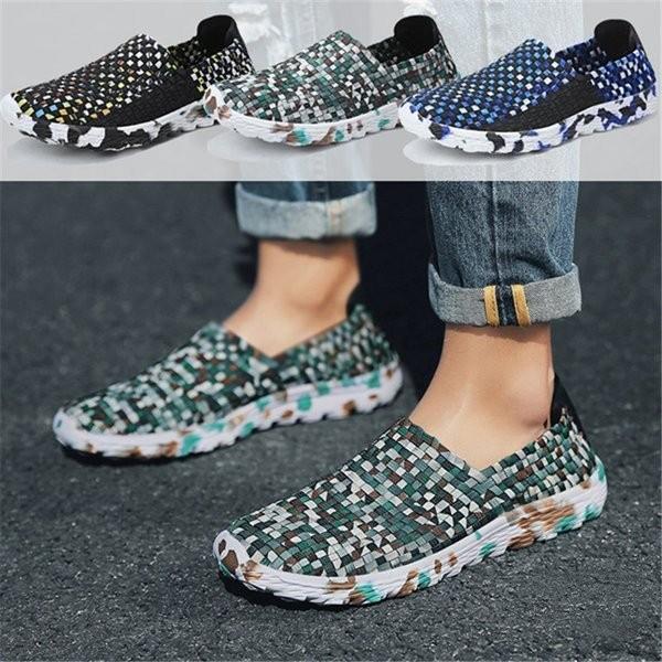 スリッポン メンズ スリッポンジューズ カジュアルシューズ 編み込 通気靴 おしゃれ タイムセール