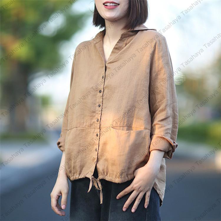 珍しい 長袖シャツ レディース シャツブラウス 綿麻シャツ 柔らかい 前開き トップス 春夏 婦人服 ゆったり 薄手 フード付き 羽織り 長袖 色 オレンジ Www Fattoriabacio Com