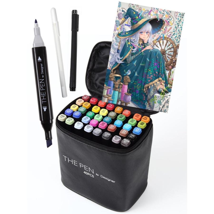 マーカーペン 40色 セット 塗り絵 THE PEN for Designer ペンスタンド