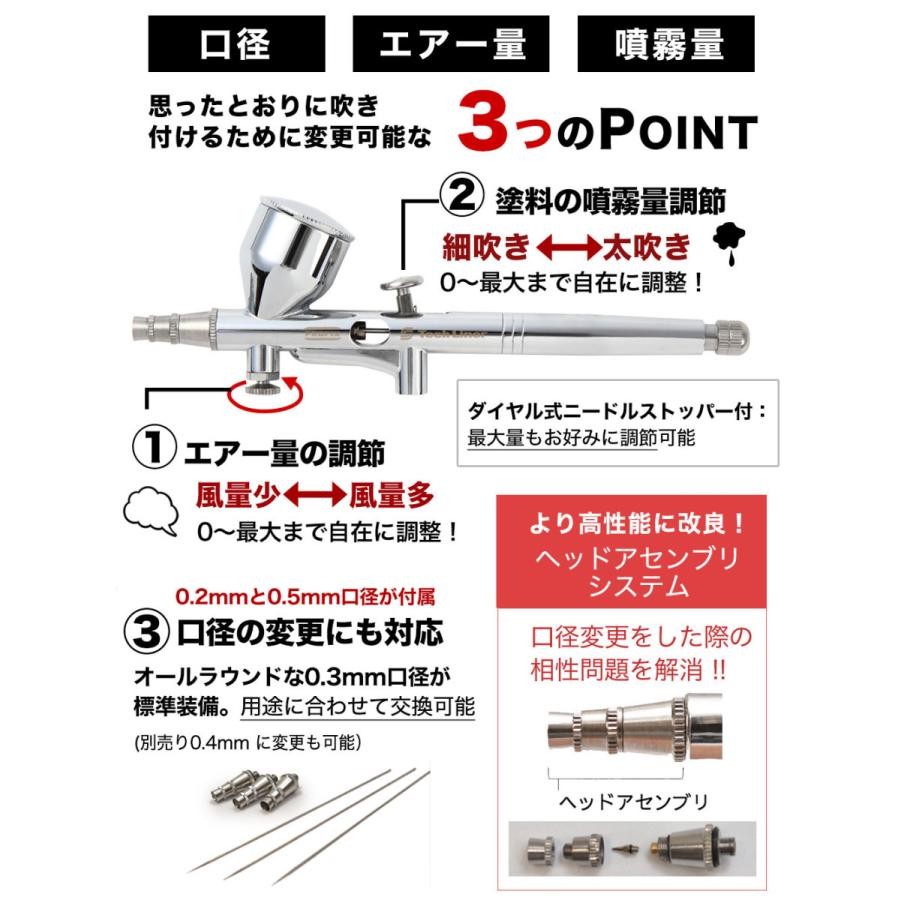 エアブラシ ハンドピース PROFIX Tech Liner TH-C01 エアブラシ ハンドピース（カップ一体型）フラグシップモデル 0.2mm 0.5mm 付属 口径変更対応 | PROFIX | 02