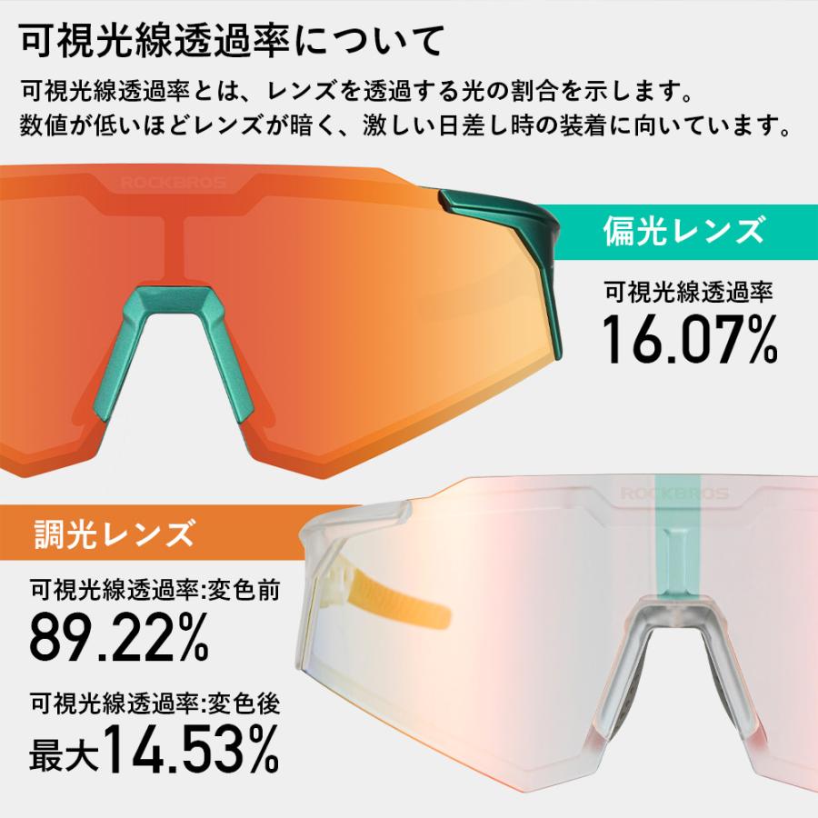ROCKBROS サングラス 調光 偏光 レンズ UV400 メンズ レディース