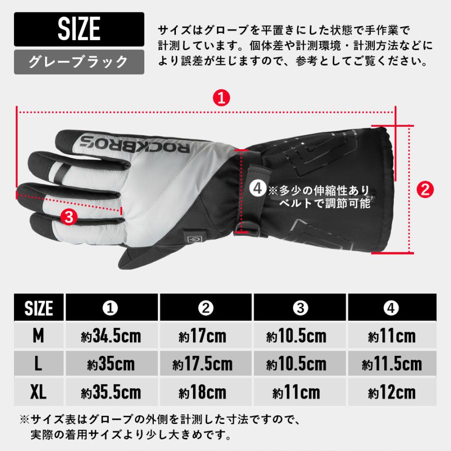 電熱プロテクターグローブ Lサイズ 黒/白 充電器付き ROCKBROS 電熱グローブ バッテリー非内蔵式 USB給電 バイク 自転車