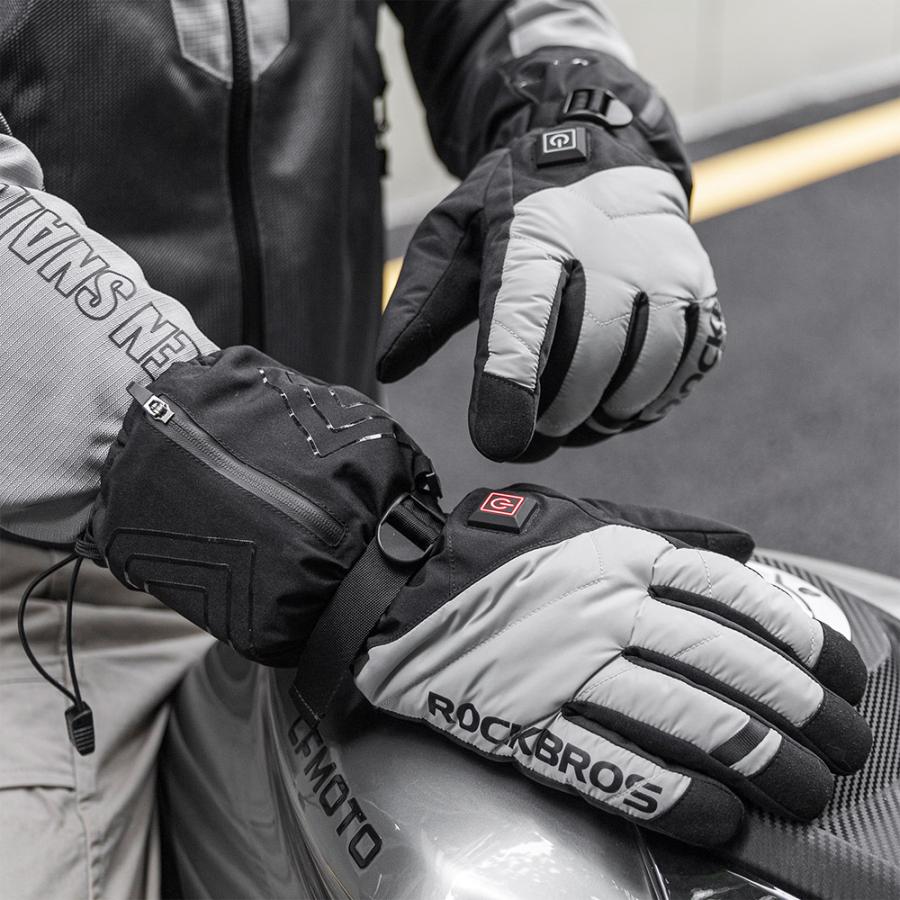 電熱プロテクターグローブ Lサイズ 黒/白 充電器付き Kaedear 電熱グローブ HEATWAVE 7.4Vバッテリー内蔵 バイク用 防寒 撥