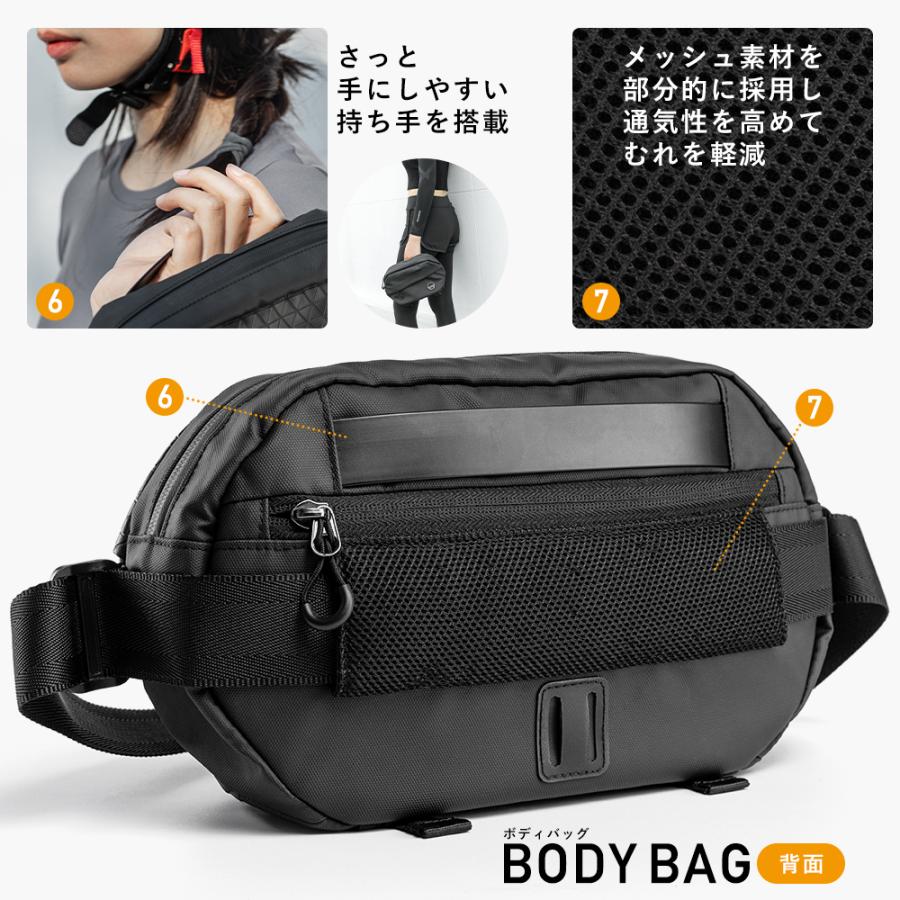 ROCKBROS バイク ボディバッグ 多収納 3.5L バッグ ツーリング