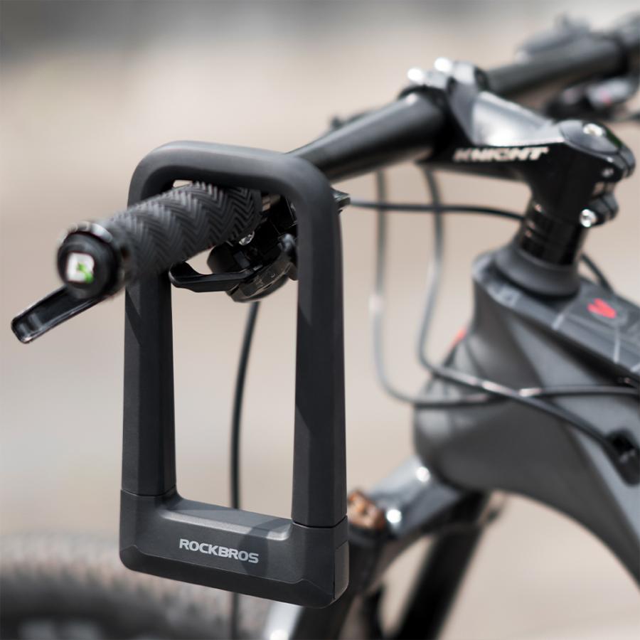 ROCKBROS バイク U字ロック 鍵 超頑丈 太い 切れない 長時間保管 盗難