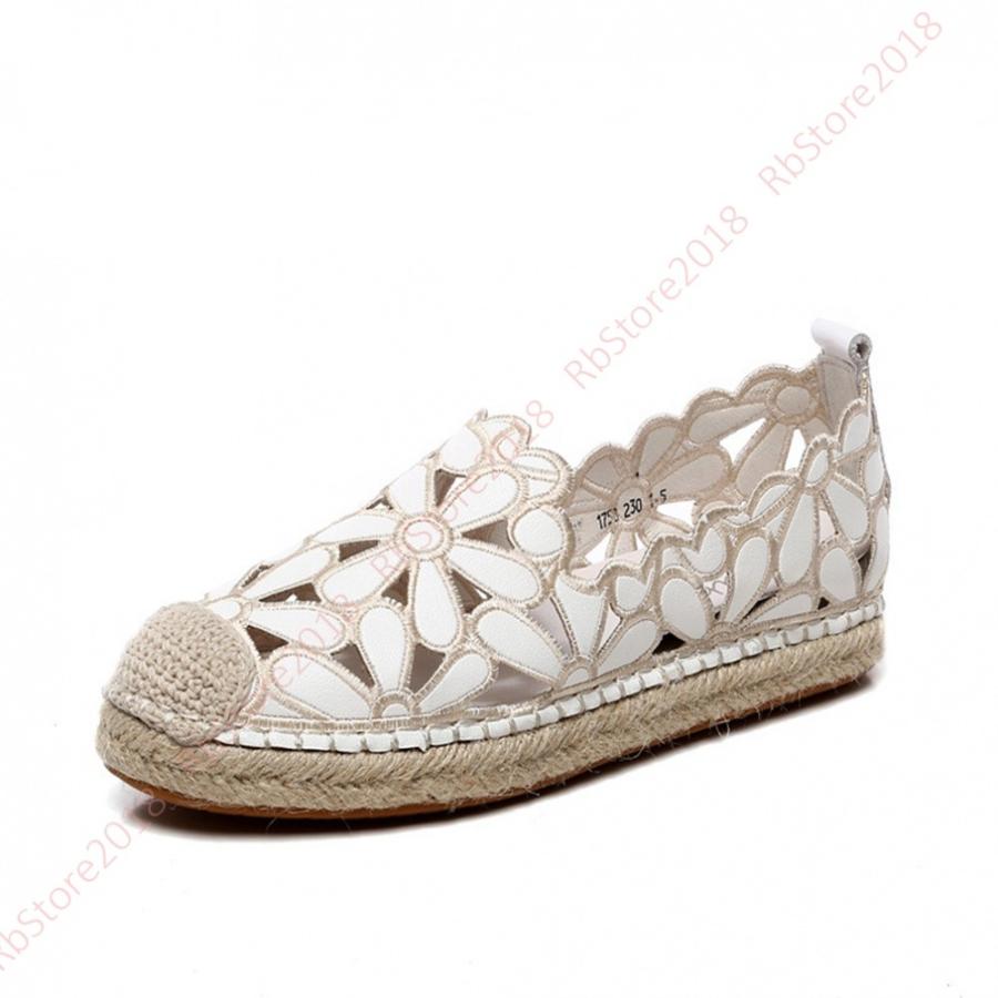 レザー 調 エスパドリーユ シューズ レディース エスパドリーユ 楽ちん スリッポン ぺたんこ サマーシューズ フラットシューズ 花柄 通気 カジュアル 白 Supersport Tn