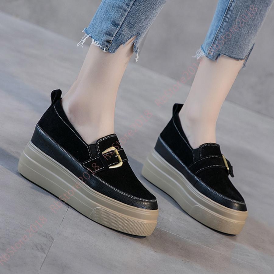 厚底スリッポン シークレットシューズ スニーカー インヒール フラットシューズ レディース 黒 キャラメル 無地 サイドゴア 身長アップ インヒール 7 5cm Www Fakfakkab Go Id