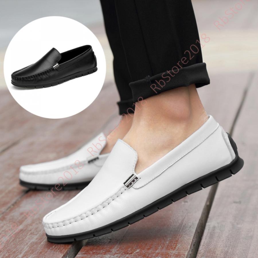 メンズ シューズ ドライビングシューズ ローファー スリッポン モカシン メンズシューズ コンフォートシューズ 靴 おしゃれ スムース調 黒 白 履きやすい靴 春 Onlineshop Pk