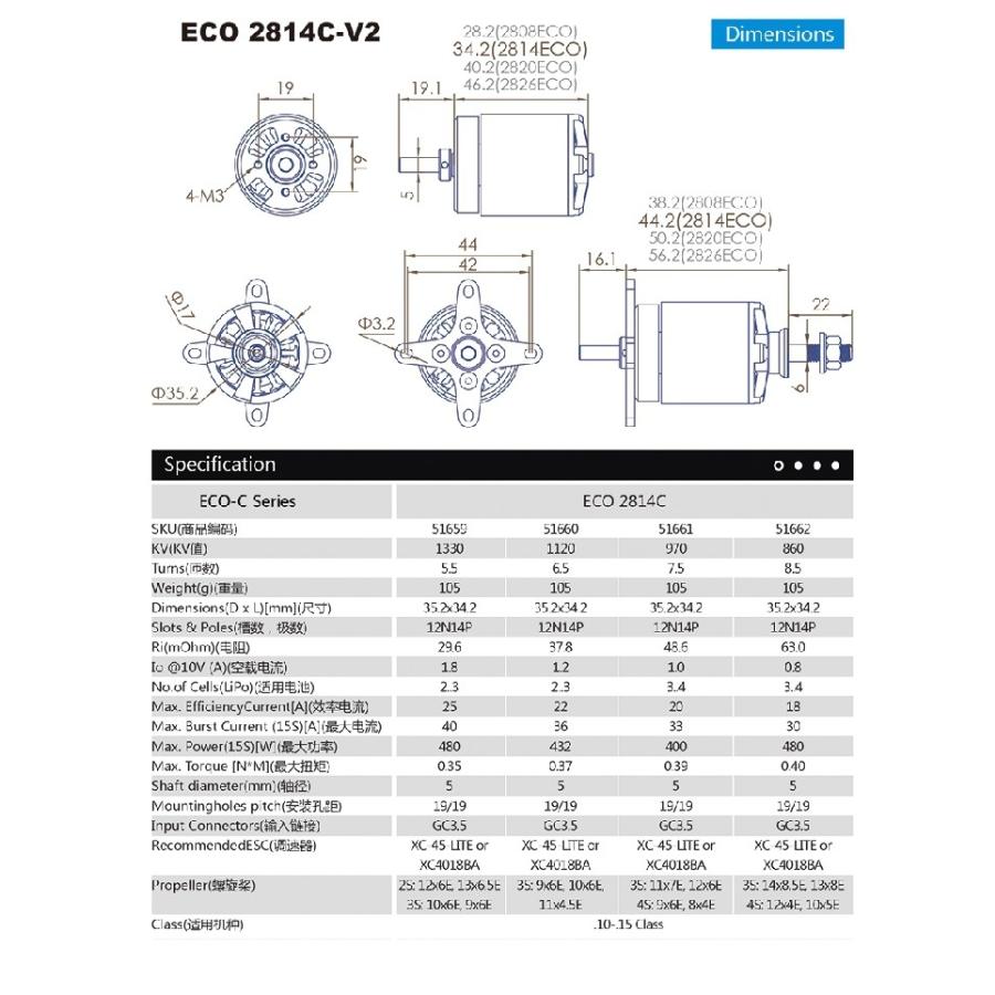 ECO2814C-V2 970KV  DUALSKYブラシレスモーター |  | 01