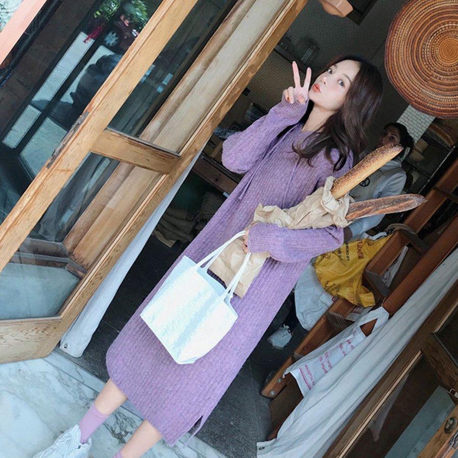 【美品】ロンハーマン ロングニットワンピース セール】 透かし柄アレンジニットワンピース （ロング・マキシ丈