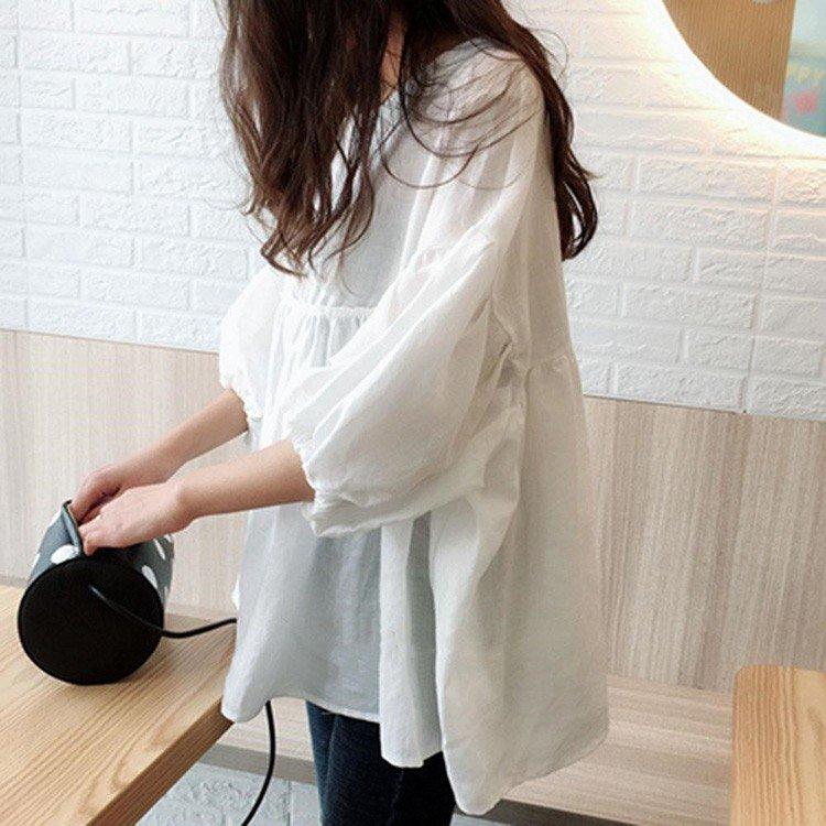 ブラウス レディース きれいめ 40代 春夏 上品 白ブラウス オシャレ シャツ 五分袖パフスリーブトップス 綿麻 チュニック 韓国風 トップス ゆったり大人 Vrro9hwq3w Collegeintac Com
