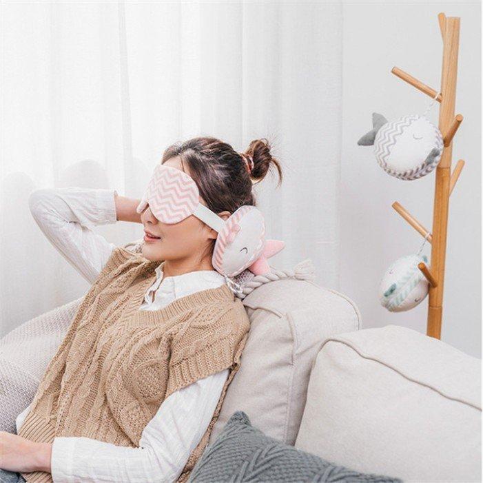 ネックピロー付きアイマスク 安眠 アイ マスク ぐっすり 高品質