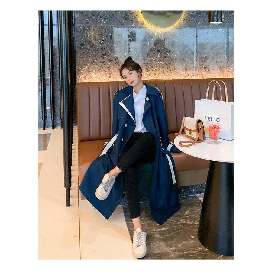 希少✨自由区 大きいサイズ スプリングコート 麻100% ベルト ネイビー 44 xd-df-02901.jpg