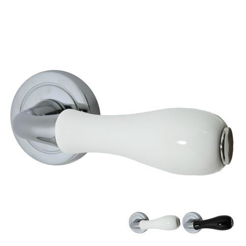 【値下げ】陶器 ドアの取っ手 陶器レバーハンドル（空錠）ポリッシュクローム CN : R.C.Company