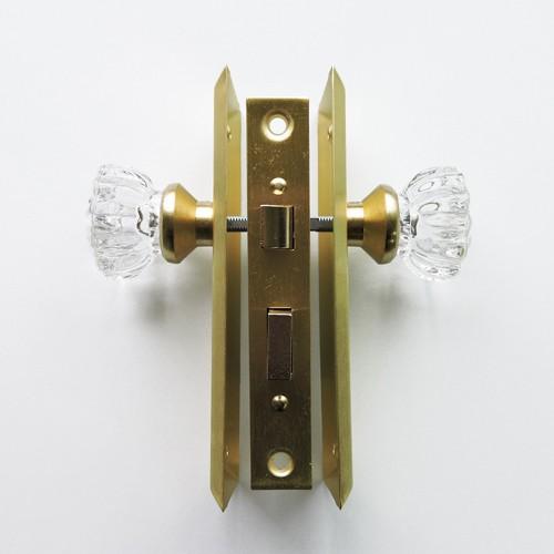 ガラスドアノブ サテンブラス角座（棒カギ錠付） : R.C.Company - 通販