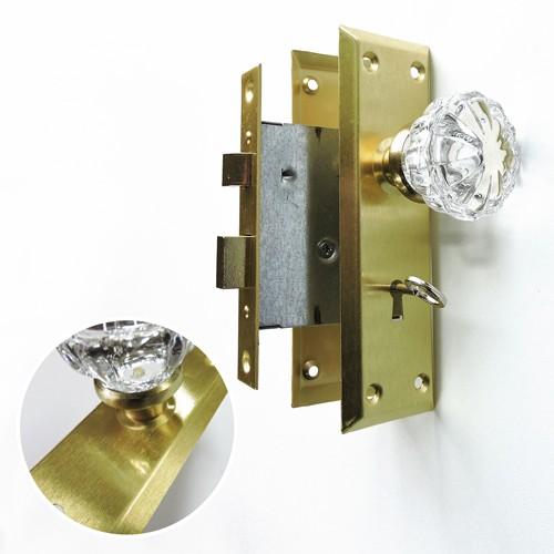 ガラスドアノブ サテンブラス角座（棒カギ錠付） : R.C.Company - 通販