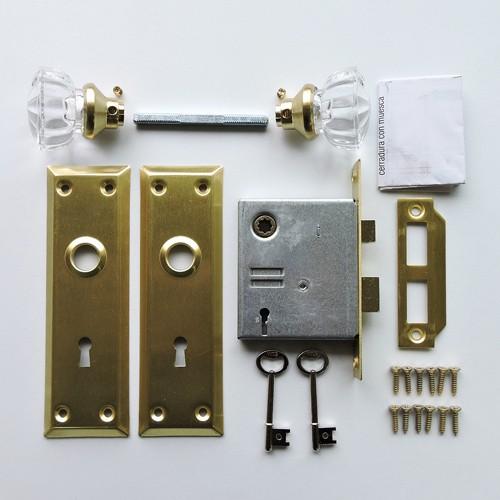 ガラスドアノブ サテンブラス角座（棒カギ錠付） : R.C.Company - 通販