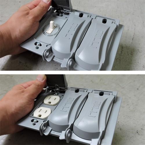 外部用スイッチ・コンセントカバー(グレー)トリプル Hubbell