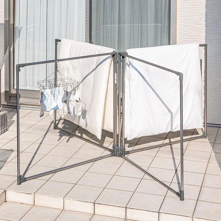 ステンレスふとんほし 4枚干し 布団干し セキスイ 扇型 開閉自在 省スペース コンパクト ステンレス 丈夫 ベランダ 庭 外干し 代引不可