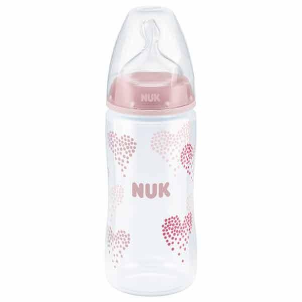 NUK ヌーク プレミアムチョイスほ乳びん ポリプロピレン製 300ml シリコーン/ローズハート FDNK01204136｜rcmdfa