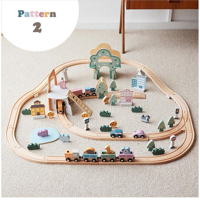 PolarB トレインレールセット92ピース Train Set 92 pcs 電車ごっこ 木製玩具 電車セット ポーラービー おもちゃ ベビー キッズ ギフト プレゼント｜rcmdfa｜05