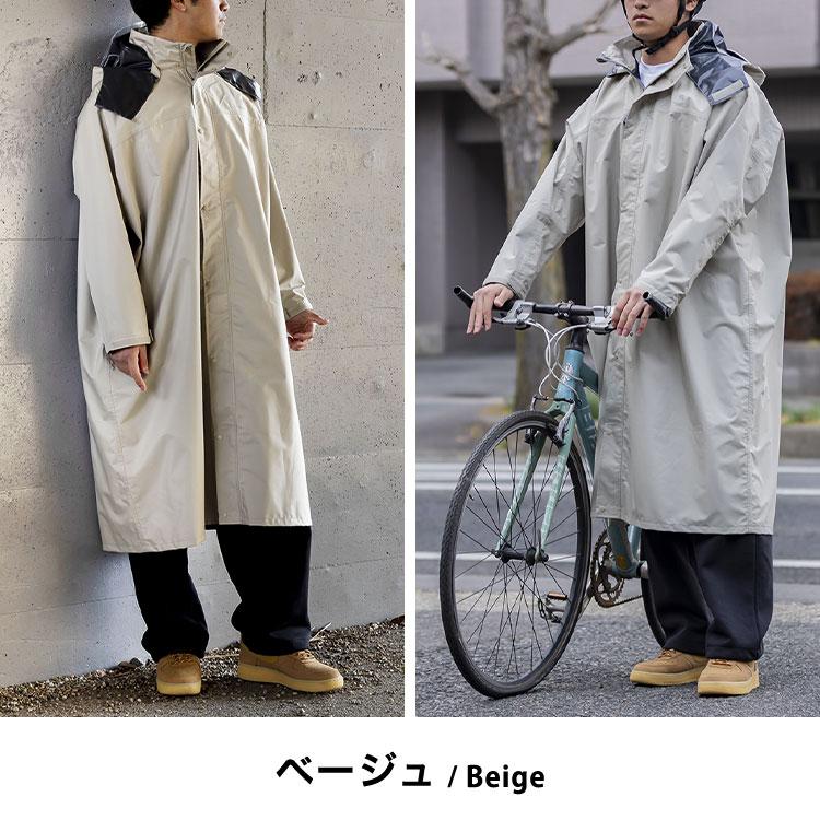 [美品]Aquacultureグレーレインコートフード付グレンチェックM～L対応 THE ROOTS レインポンチョ リュック対応 回転フード ヘルメット対応