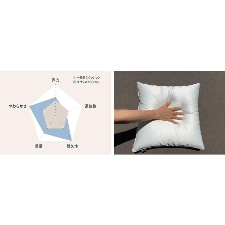 機能クッションブランドandmore ダウンクッション 45×45cm 中身 ヌードクッション ダウン フェザー 中材 羽毛 座布団 シート 背あて 代引不可の画像