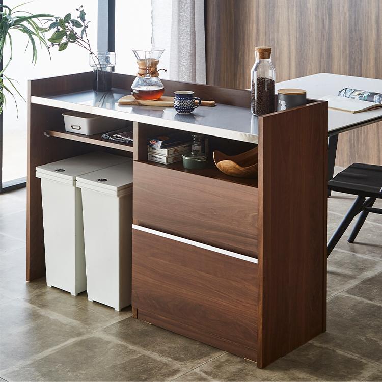 手元を隠す キッチンカウンター ダストボックス 間仕切り 完成品 幅120