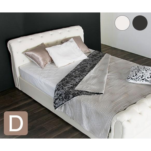 ギャルソンシリーズ ビジュー付きフェイクレザーベッド ダブルベッド