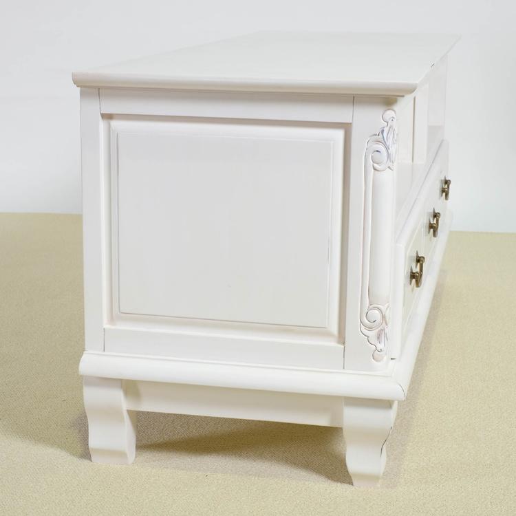 ローボード 幅112cm マホガ二ー材 完成品 ホワイト 高級感 エレガント ホワイト テレビ台 TV台 テレビボード リビングボード 収納 天然木 木製 代引不可 | ブランド登録なし | 10