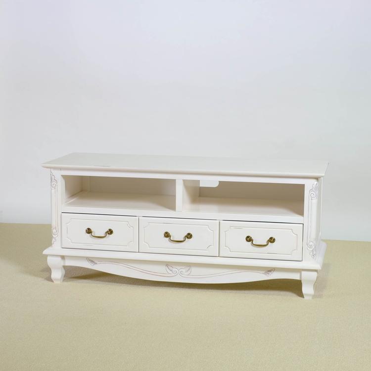 ローボード 幅112cm マホガ二ー材 完成品 ホワイト 高級感 エレガント ホワイト テレビ台 TV台 テレビボード リビングボード 収納 天然木 木製 代引不可 | ブランド登録なし | 01