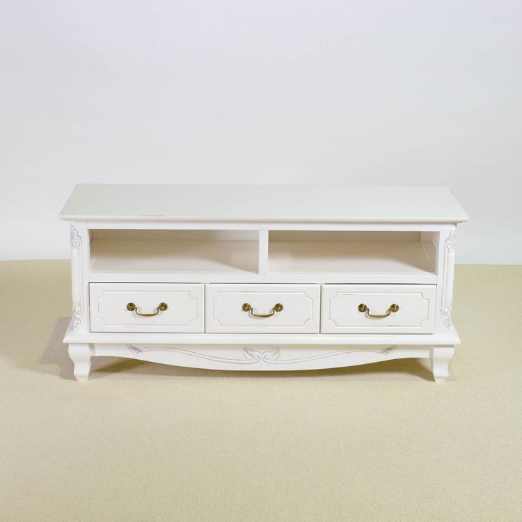 ローボード 幅112cm マホガ二ー材 完成品 ホワイト 高級感 エレガント ホワイト テレビ台 TV台 テレビボード リビングボード 収納 天然木 木製 代引不可 | ブランド登録なし | 02