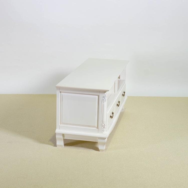 ローボード 幅112cm マホガ二ー材 完成品 ホワイト 高級感 エレガント ホワイト テレビ台 TV台 テレビボード リビングボード 収納 天然木 木製 代引不可 | ブランド登録なし | 03