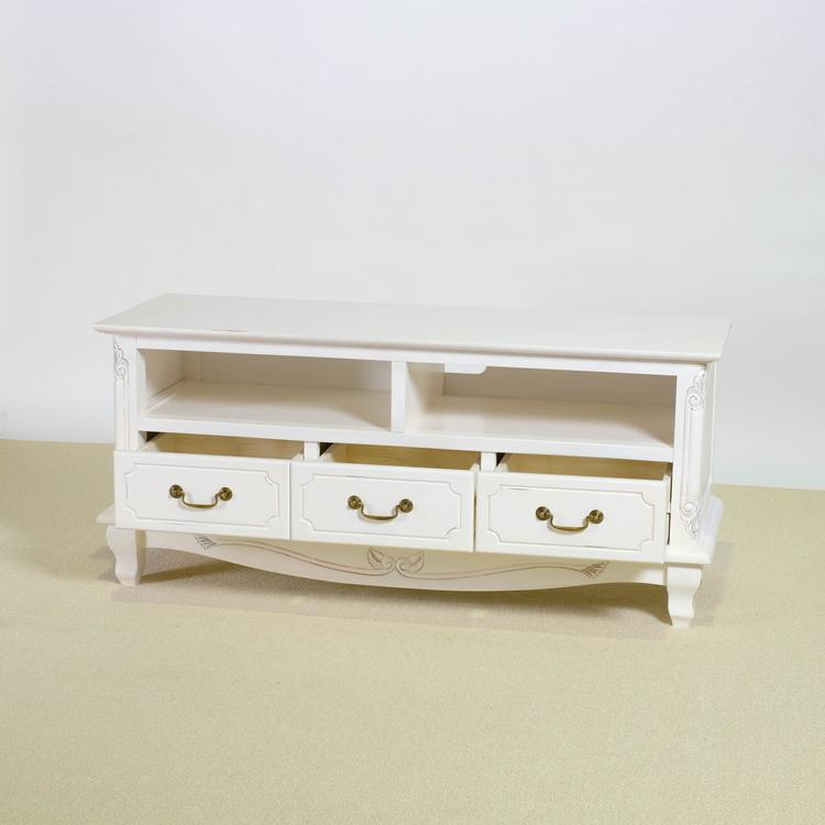 ローボード 幅112cm マホガ二ー材 完成品 ホワイト 高級感 エレガント ホワイト テレビ台 TV台 テレビボード リビングボード 収納 天然木 木製 代引不可 | ブランド登録なし | 05